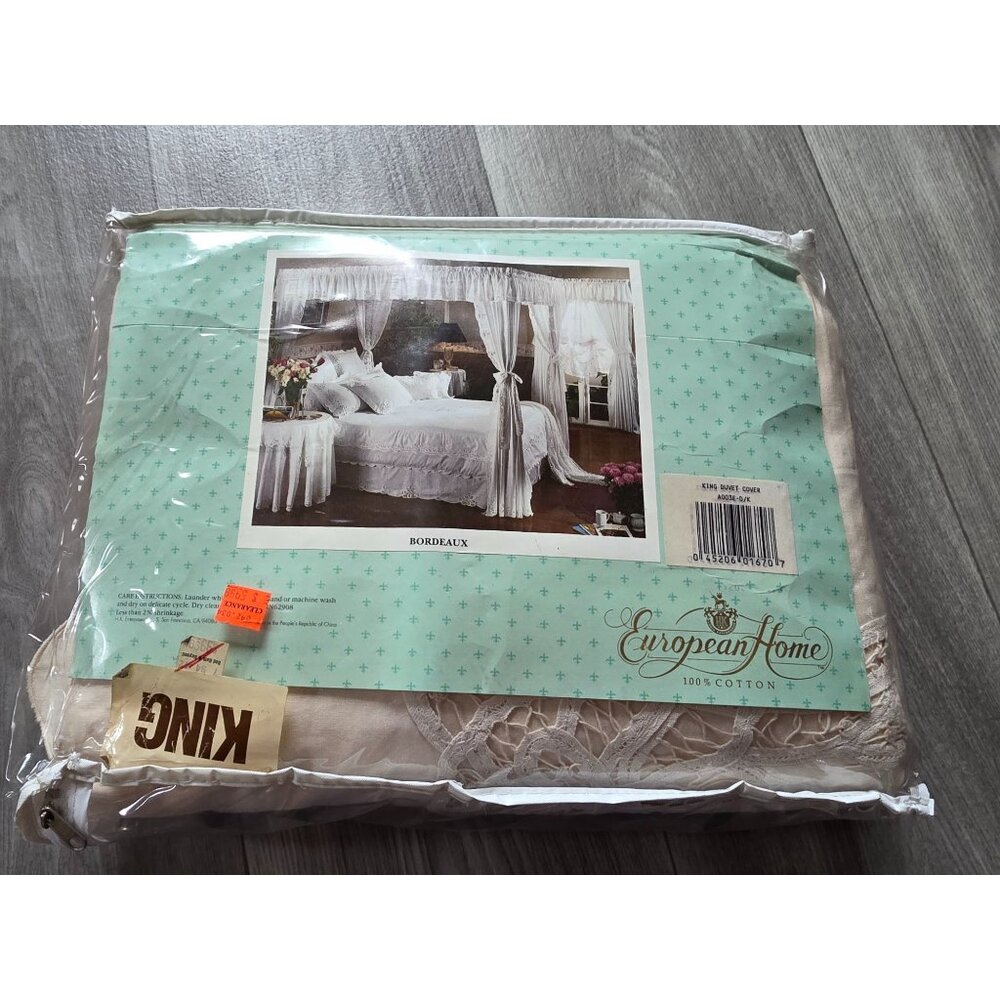 Vtg NOS European Home King Comforter Cover 104x86 Inches Button Closure 100% Cot